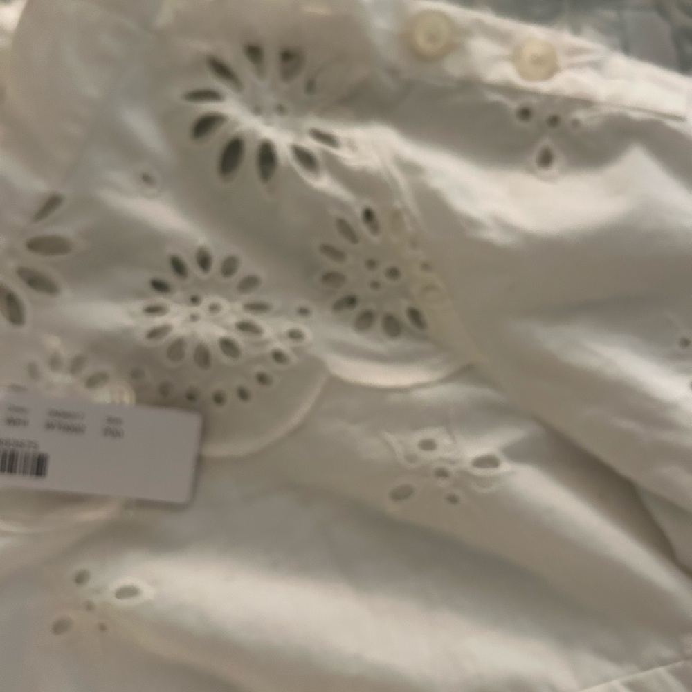 J.crew White Eyelet Lace Long Sleeve Top 00p NWT - Picture 7 of 11
